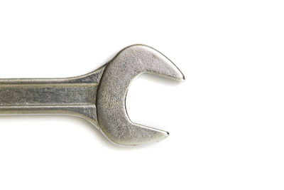 Close-up of metallic structure against white background