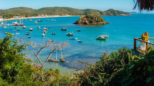 View of boats in sea