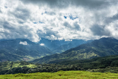 Scenic view of mountains against sky