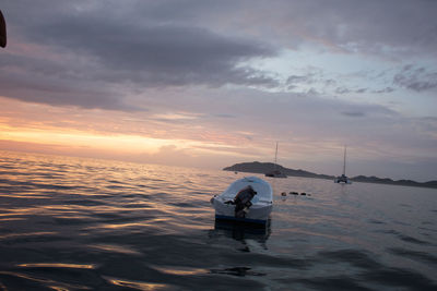Scenic view of sea against sky during sunset