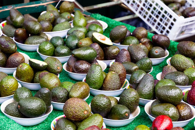 High angle view of fruits for sale in market