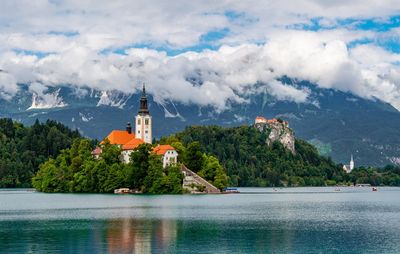 Island monastery in the middle of the lake bled