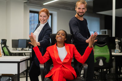 Business colleagues working at office