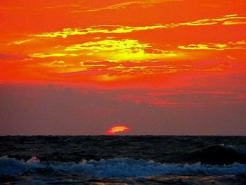 Scenic view of sea at sunset