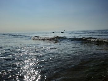 Scenic view of sea against clear sky