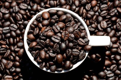 High angle view of coffee beans