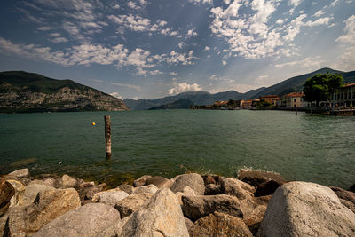 Scenic view of lake against sky