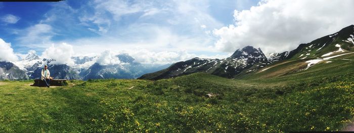 Panoramic view of mountains against sky