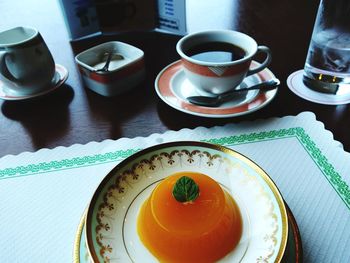 Close-up of tea served on table