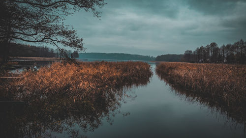 Scenic view of lake against sky