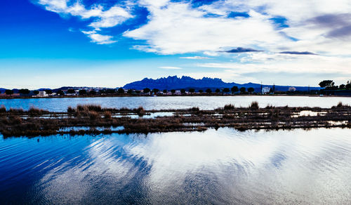 Scenic view of sea against blue sky