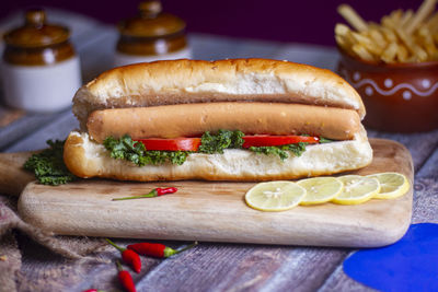 Close-up of food on table