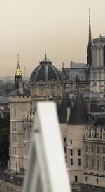 View of cathedral in city against clear sky