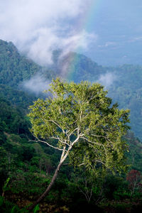 Scenic view of mountains against cloudy sky