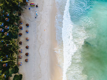 High angle view of people on beach