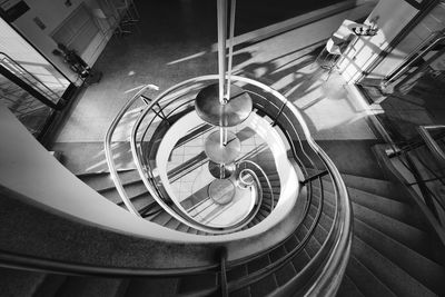 High angle view of spiral stairs