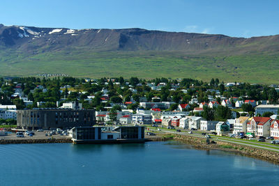 The town of akureyri in iceland