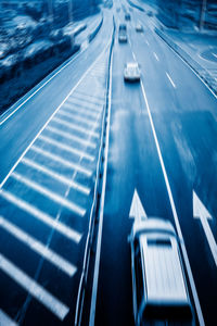 High angle view of highway in city