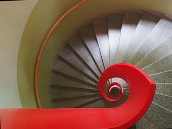 High angle view of spiral staircase