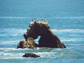 Rock formation in sea