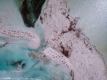 High angle view of ice on beach