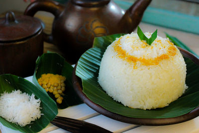 Close-up of food on table