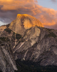 Rock formation on landscape against sky