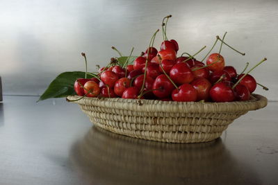 Close-up of cherries on tree