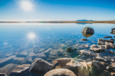Scenic view of lake against sky