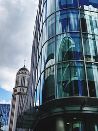 Low angle view of modern building against sky