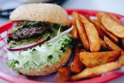 Close-up of burger