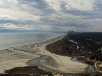 Scenic view of sea against cloudy sky