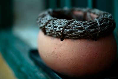 Close-up of pot on table