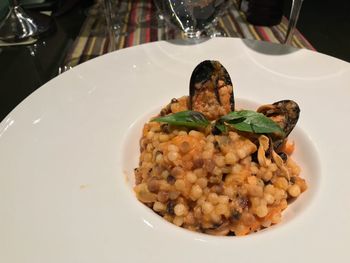 Close-up of food in plate on table