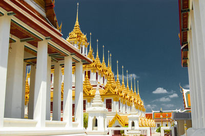 Low angle view of temple building against sky