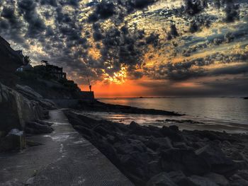 Scenic view of sea against sky during sunset