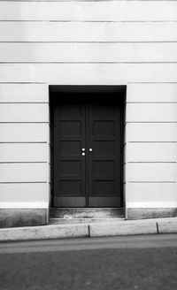 Closed door of building