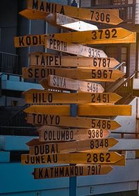 Information sign on road by building