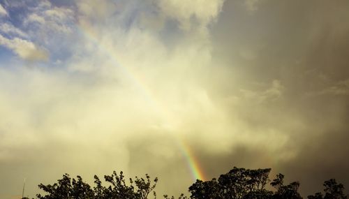 Low angle view of rainbow against sky