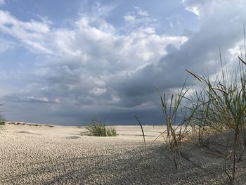 Scenic view of land against sky