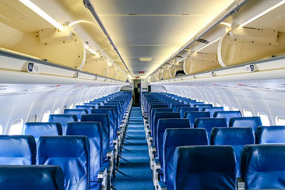 View of empty seats in airplane
