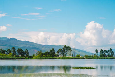 Panoramic view of lake against sky