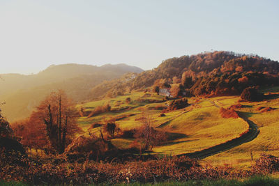 Scenic view of mountains against clear sky