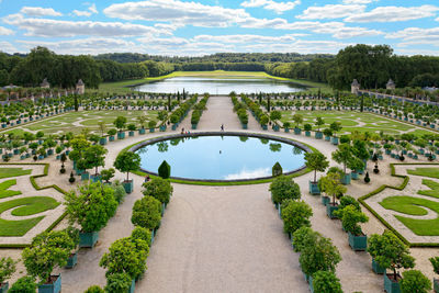 Versailles, france - august 20 2017 - orangery garden in the park of versailles.