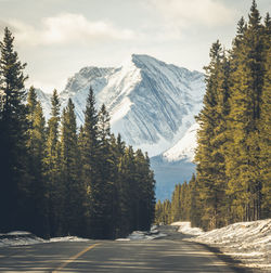 Scenic view of snow covered mountains