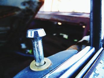 Close-up of water pipe in car