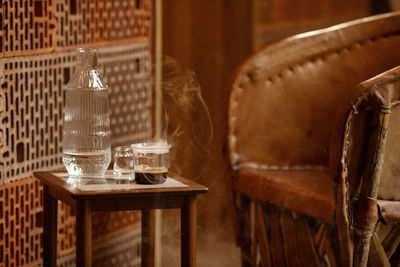 Close-up of empty chairs in room