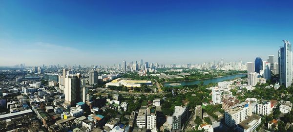 View of cityscape against clear sky