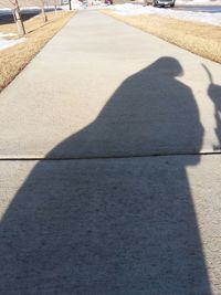 High angle view of shadow on street