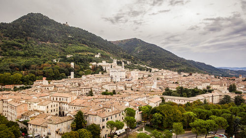 High angle view of townscape against sky